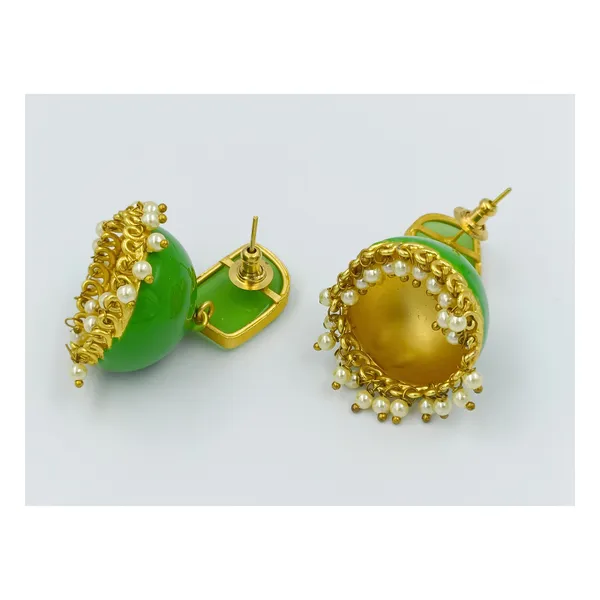 Green_Enamel_Painted_Jhumka_For_Women_&_Girls_|_Stylish_&_Fashionable_Earing