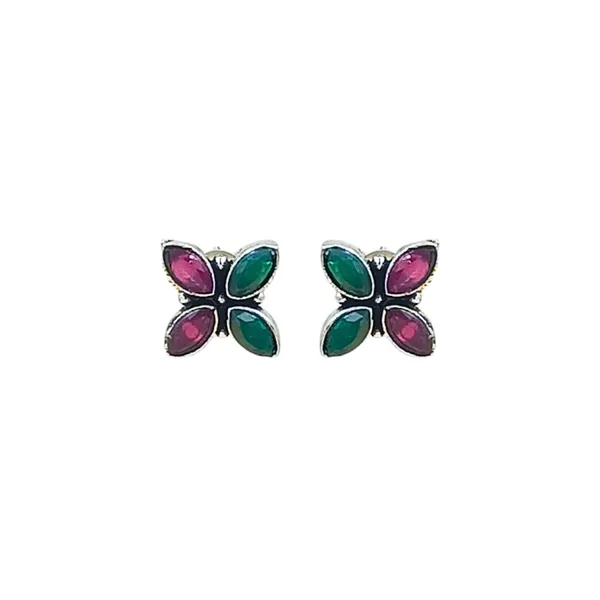 Simple_Floral_Petals_Design_Red_&_Green_Oxidised_Stud_for_women_&_girls,_Stylish_Fashionable_Earring