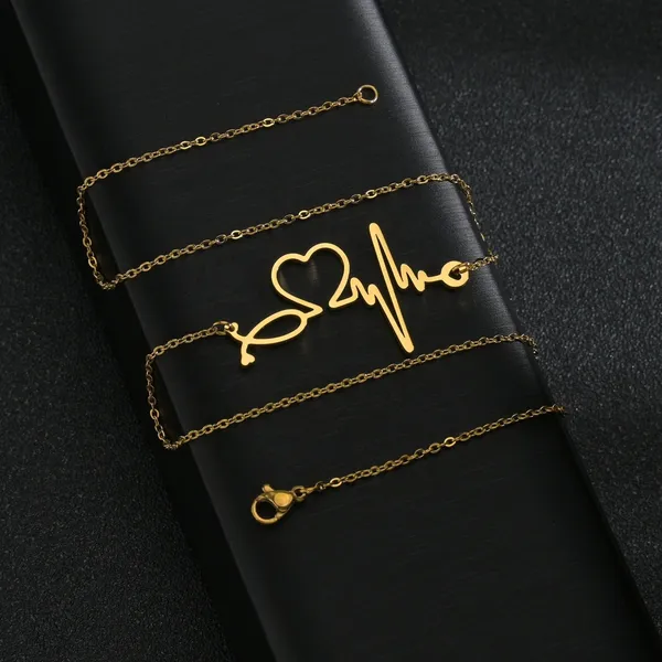 Gold_Electrocardiogram_Love_Titanium_Steel_Necklace_For_Women_&_Girls