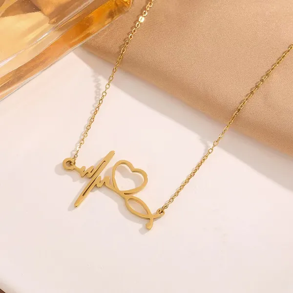 Gold_Electrocardiogram_Love_Titanium_Steel_Necklace_For_Women_&_Girls