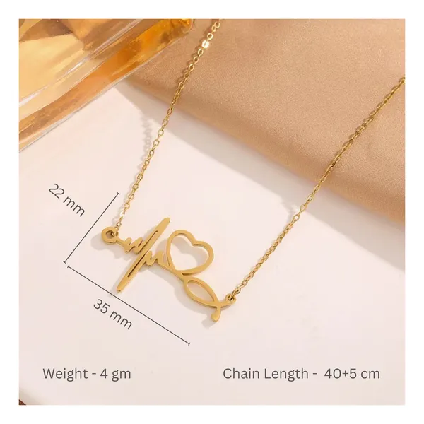 Gold_Electrocardiogram_Love_Titanium_Steel_Necklace_For_Women_&_Girls
