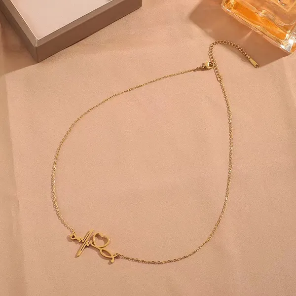 Gold_Electrocardiogram_Love_Titanium_Steel_Necklace_For_Women_&_Girls