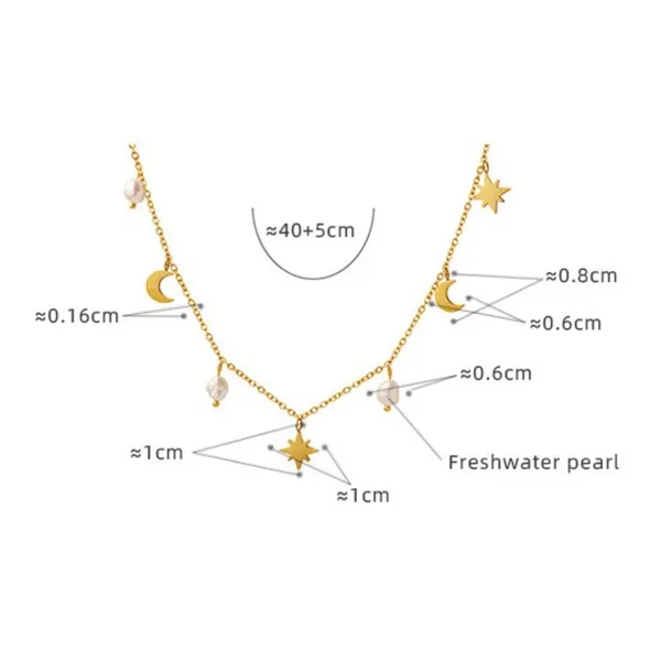 Charms_Style_pearl_fringe,_star_moon_Stainless_steel_necklace_Anti_Tarnish_Necklace_For_Girl_&_Women,_Stylish_fashionable_Western_Jewellery