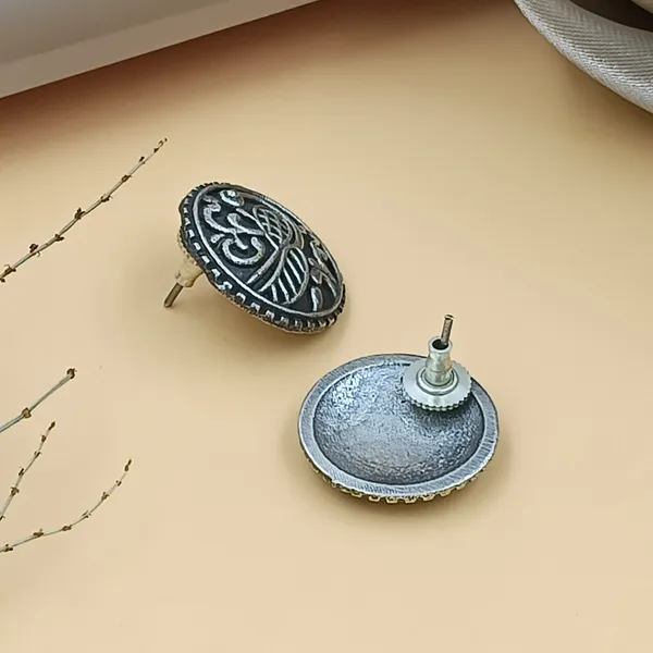 Beautiful_tribal_style_Self_carved_Peacock_motif_Circular_shape_oxidised_Earrings_For_Women_&_Girls_|_Stylish_&_Fashionable_Earing