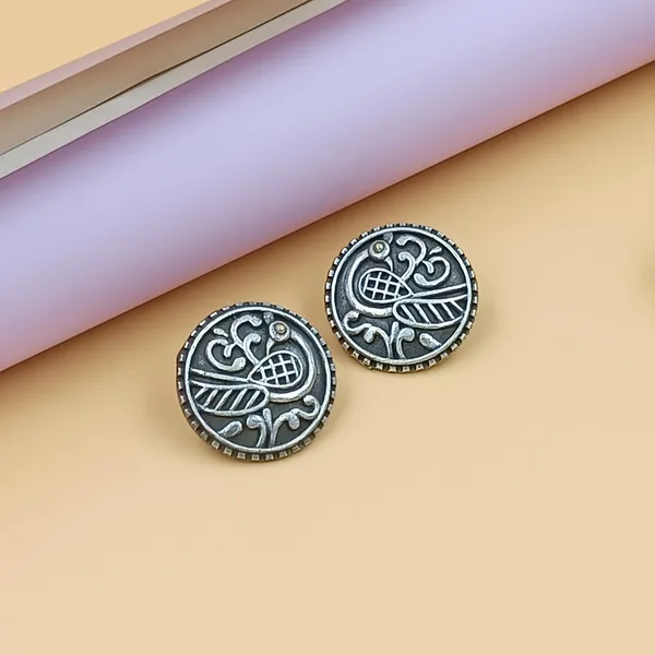 Beautiful_tribal_style_Self_carved_Peacock_motif_Circular_shape_oxidised_Earrings_For_Women_&_Girls_|_Stylish_&_Fashionable_Earing