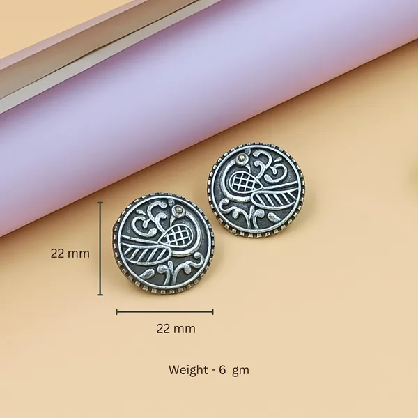 Beautiful_tribal_style_Self_carved_Peacock_motif_Circular_shape_oxidised_Earrings_For_Women_&_Girls_|_Stylish_&_Fashionable_Earing