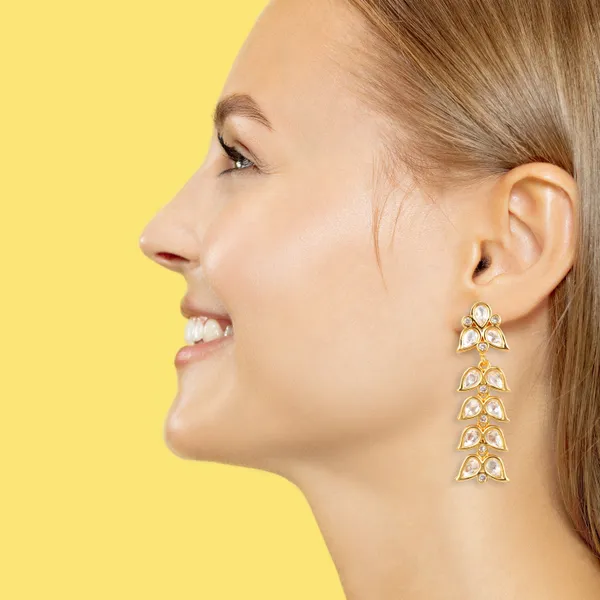 Leaf_style_Golden_Traditional_Kundan_Dangler_Earring_For_Women_&_Girls_|_Stylish_&_Fashionable_Earing