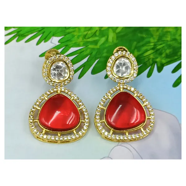 Red_Colour_Traditional_Kundan_Dangler_Earring_For_Women_&_Girls_|_Stylish_&_Fashionable_Earing
