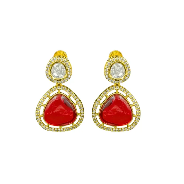 Red_Colour_Traditional_Kundan_Dangler_Earring_For_Women_&_Girls_|_Stylish_&_Fashionable_Earing