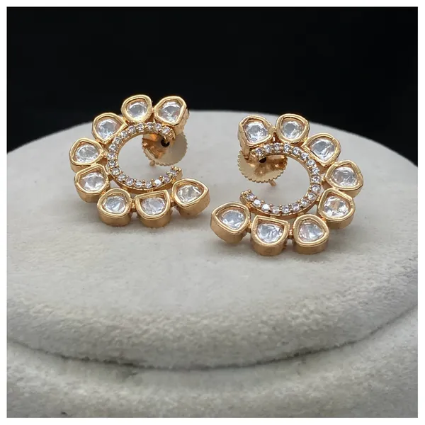 Shinning_gold_plated_Cubic_Zirconia_studded_traditional_Moon_Shape_Polki_Kundan_earrings_for_women_&_girls