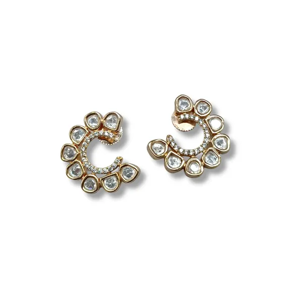 Shinning_gold_plated_Cubic_Zirconia_studded_traditional_Moon_Shape_Polki_Kundan_earrings_for_women_&_girls