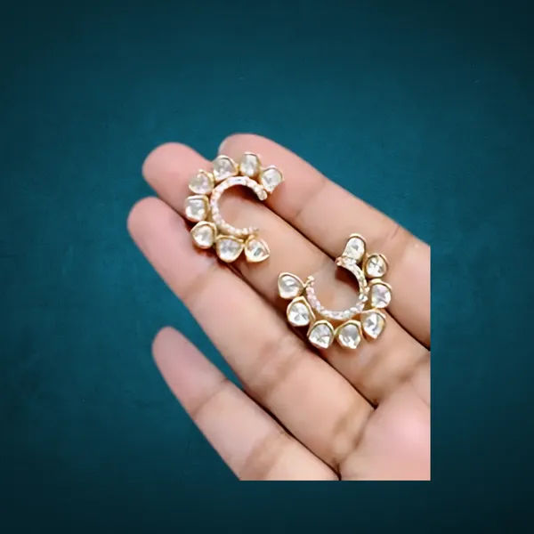Shinning_gold_plated_Cubic_Zirconia_studded_traditional_Moon_Shape_Polki_Kundan_earrings_for_women_&_girls