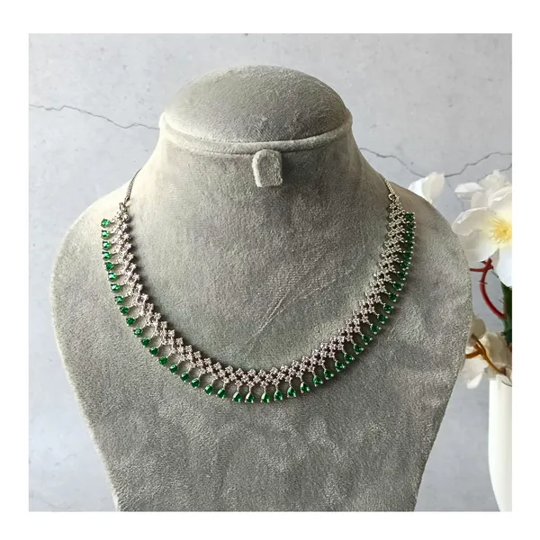 Dazzling_White_&_Green_AD_Necklace_Set_with_beutiful_Jhumka_for_Women_&_Girls,_Wedding_jewellery,_Traditional_Jewellery