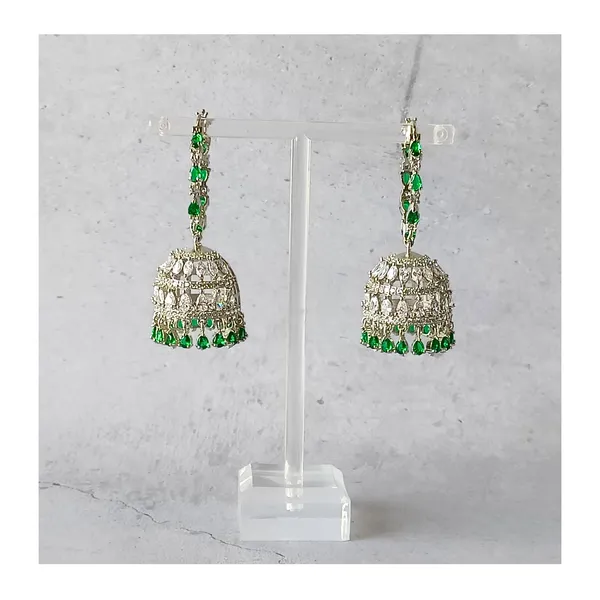 Dazzling_White_&_Green_AD_Necklace_Set_with_beutiful_Jhumka_for_Women_&_Girls,_Wedding_jewellery,_Traditional_Jewellery