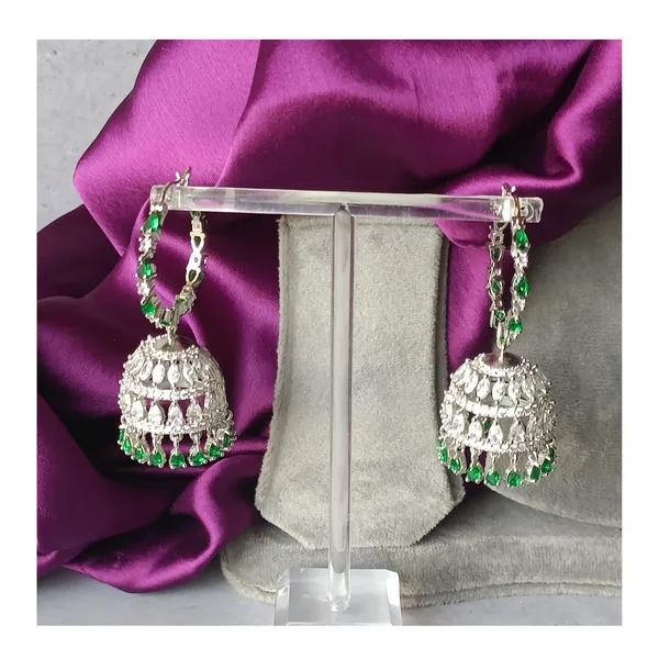 Dazzling_White_&_Green_AD_Necklace_Set_with_beutiful_Jhumka_for_Women_&_Girls,_Wedding_jewellery,_Traditional_Jewellery