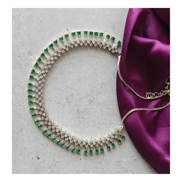 Dazzling_White_&_Green_AD_Necklace_Set_with_beutiful_Jhumka_for_Women_&_Girls,_Wedding_jewellery,_Traditional_Jewellery