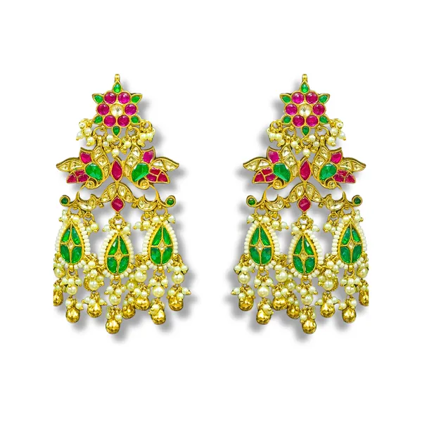 Luxury_High_Quality_gold_Plating_Vibrant_Ahmedabadi_Paachi_Kundan_Earring_for_Women,_Wedding_Jewellery