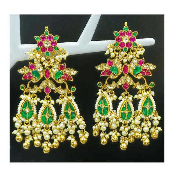Luxury_High_Quality_gold_Plating_Vibrant_Ahmedabadi_Paachi_Kundan_Earring_for_Women,_Wedding_Jewellery