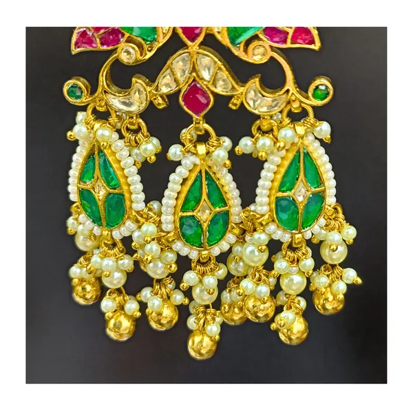 Luxury_High_Quality_gold_Plating_Vibrant_Ahmedabadi_Paachi_Kundan_Earring_for_Women,_Wedding_Jewellery