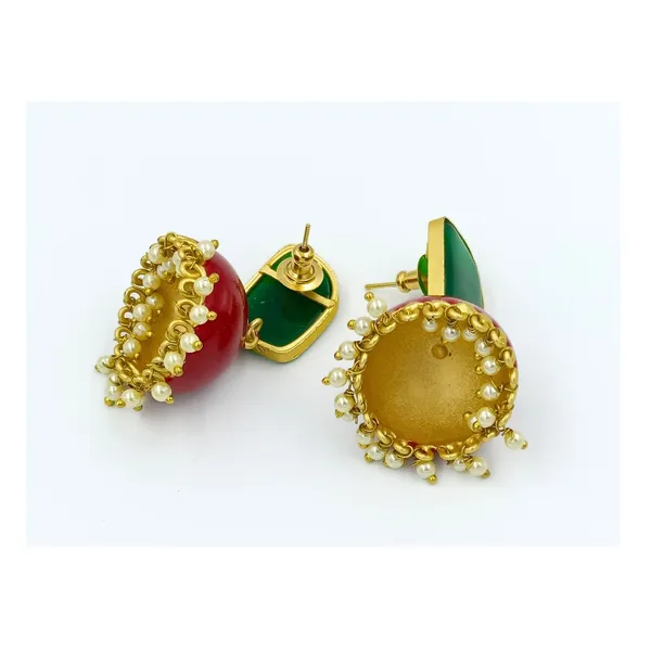 Red_&_Green_Hand_Painted_Jhumka_For_Women_&_Girls_|_Stylish_&_Fashionable_Earing|_Accessories_Jewellery_For_Women_|_Birthday_Gift_For_Girlfriend,_Wife_And_Mom