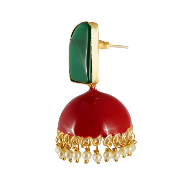 Red_&_Green_Hand_Painted_Jhumka_For_Women_&_Girls_|_Stylish_&_Fashionable_Earing|_Accessories_Jewellery_For_Women_|_Birthday_Gift_For_Girlfriend,_Wife_And_Mom