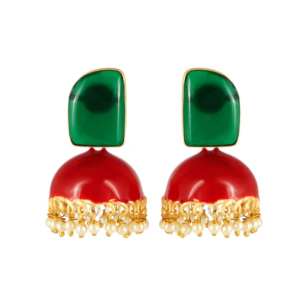 Red_&_Green_Hand_Painted_Jhumka_For_Women_&_Girls_|_Stylish_&_Fashionable_Earing|_Accessories_Jewellery_For_Women_|_Birthday_Gift_For_Girlfriend,_Wife_And_Mom