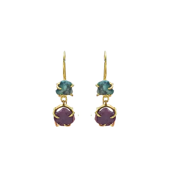 Natural_Rough_Stone_Ruby_and_Emerald_Earrings_for_women_&_Girls,_Stylish_western_jewellery