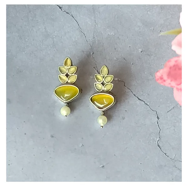 Yellow_colour_Feather_style_Oxidized_stud_for_Women_&_Girl,_Stylish_Fashionable_Trendy_Earring