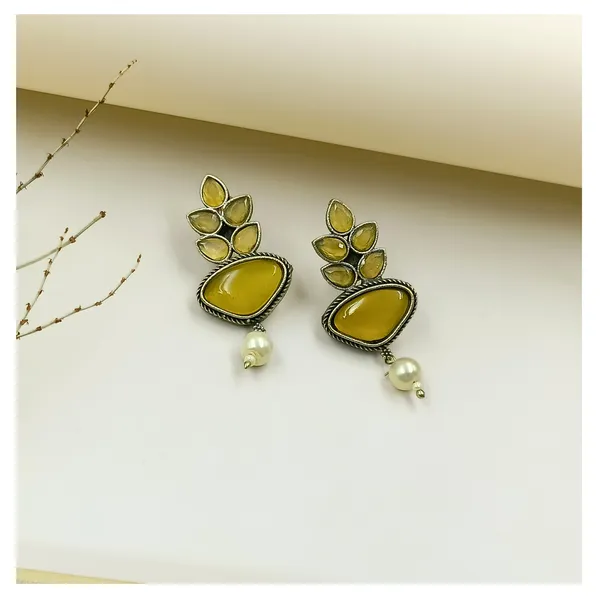 Yellow_colour_Feather_style_Oxidized_stud_for_Women_&_Girl,_Stylish_Fashionable_Trendy_Earring