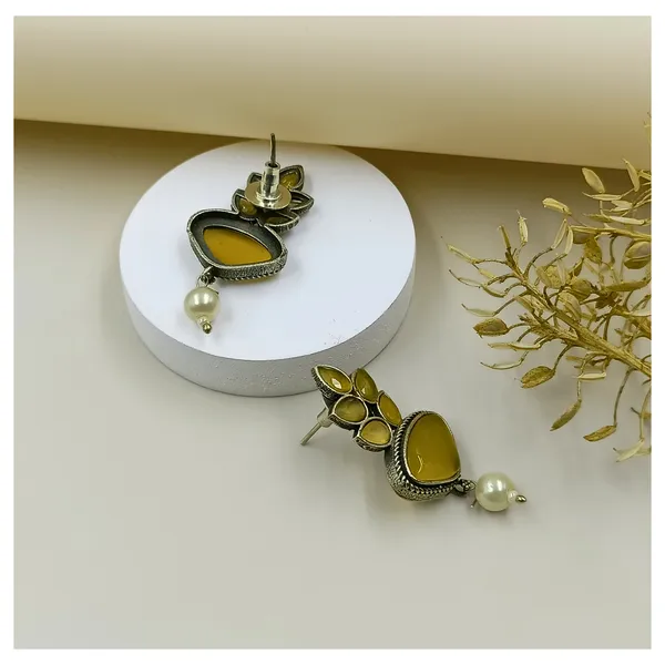 Yellow_colour_Feather_style_Oxidized_stud_for_Women_&_Girl,_Stylish_Fashionable_Trendy_Earring