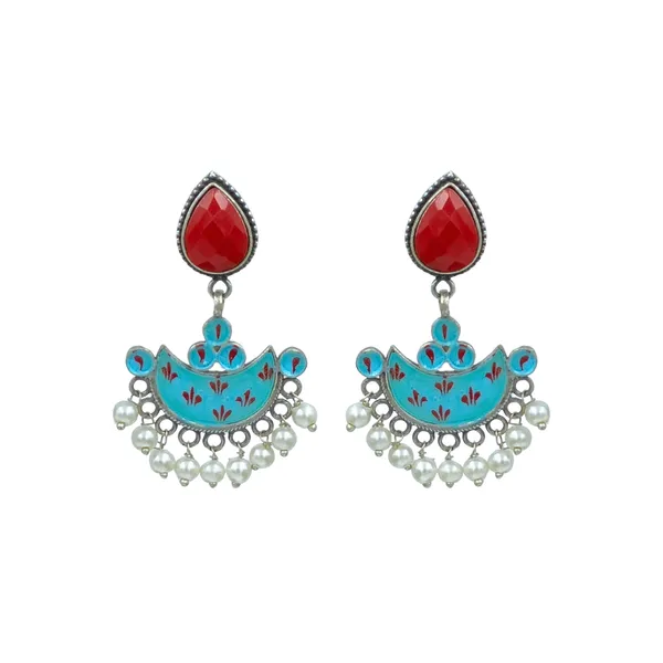 Sky_Blue_Chandbali_Style_Hand_Painted_Oxidized_Dangler_For_Womens/_Girls