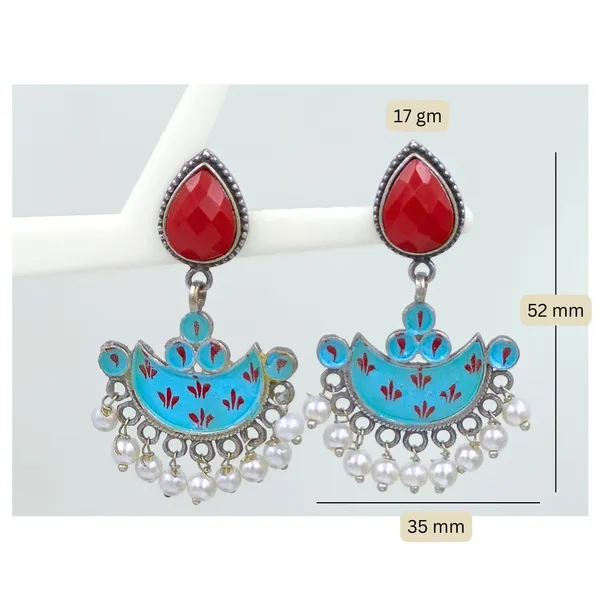 Sky_Blue_Chandbali_Style_Hand_Painted_Oxidized_Dangler_For_Womens/_Girls