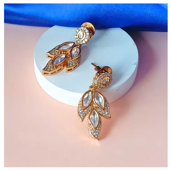 Shinning_gold_plated_Cubic_Zirconia_studded_traditional_Leaf_shape_Polki_kundan_earrings_for_women_&_girls