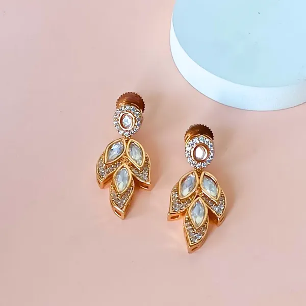 Shinning_gold_plated_Cubic_Zirconia_studded_traditional_Leaf_shape_Polki_kundan_earrings_for_women_&_girls
