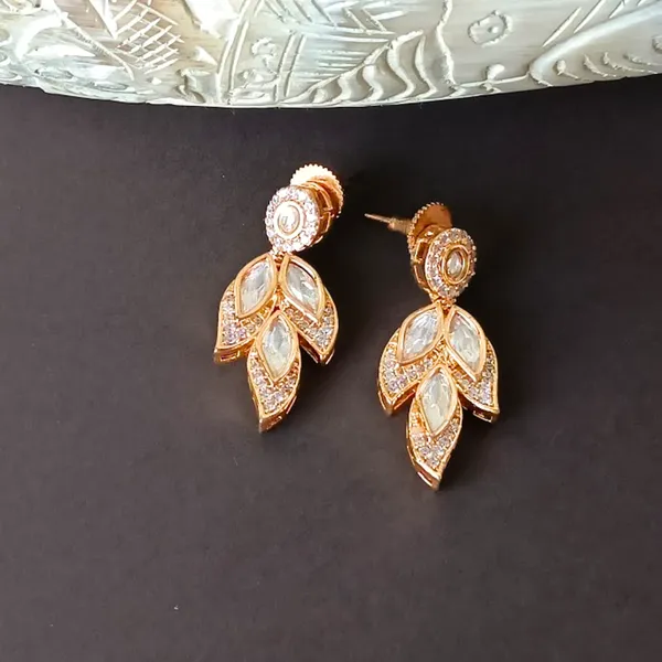 Shinning_gold_plated_Cubic_Zirconia_studded_traditional_Leaf_shape_Polki_kundan_earrings_for_women_&_girls