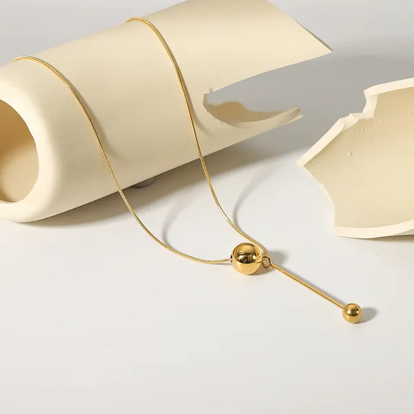 Gold_Ball_Titanium_Steel_Pendant_Chain_Necklace_For_Women_&_Girls,_Stylish_Fashionable_Western_Necklace