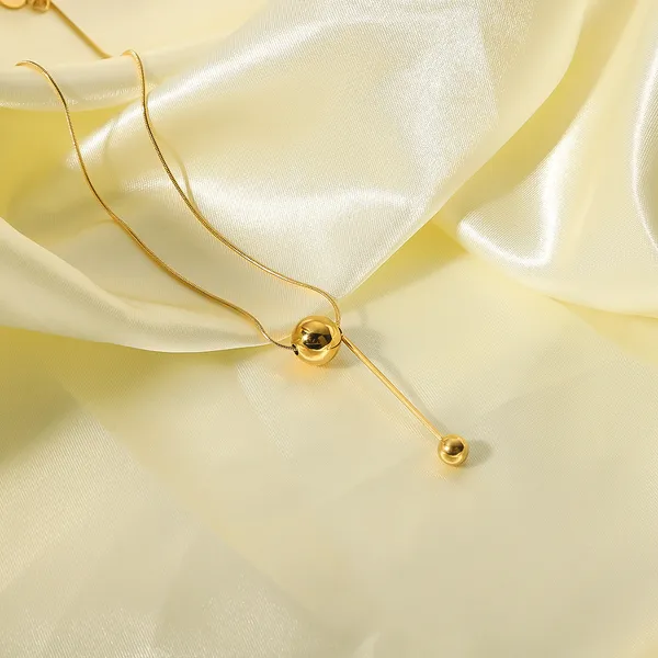 Gold_Ball_Titanium_Steel_Pendant_Chain_Necklace_For_Women_&_Girls,_Stylish_Fashionable_Western_Necklace