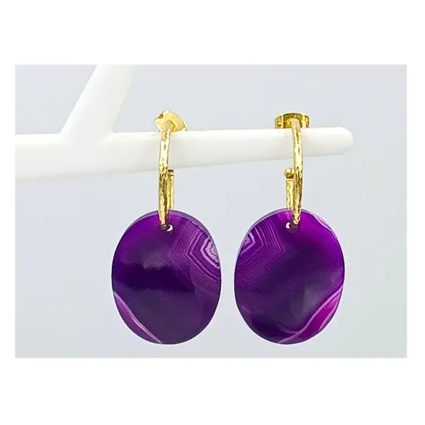 Purple_Western_Style,_Oval_Shape_Large_Natural_Stone_Purple_Agate_Hoop_Earrings_For_Women_&_Girls
