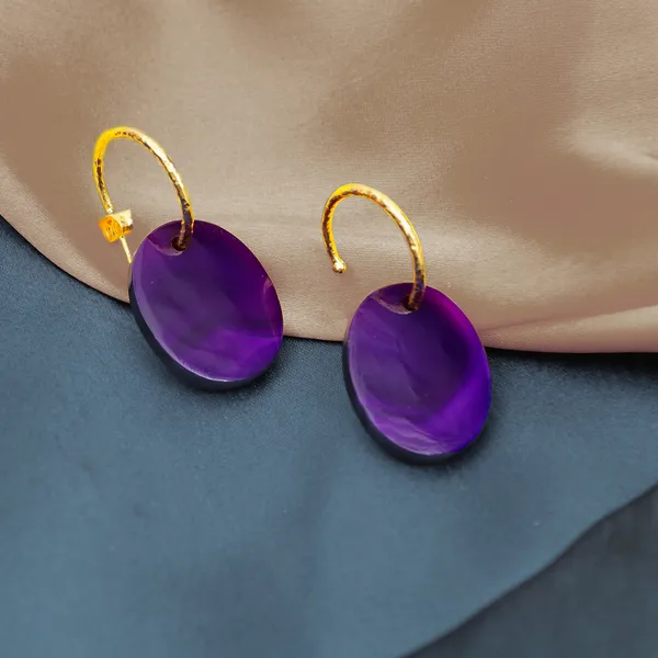Purple_Western_Style,_Oval_Shape_Large_Natural_Stone_Purple_Agate_Hoop_Earrings_For_Women_&_Girls