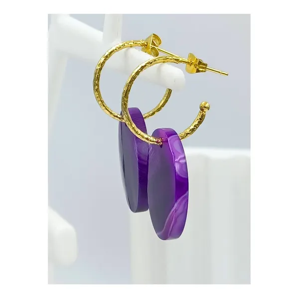 Purple_Western_Style,_Oval_Shape_Large_Natural_Stone_Purple_Agate_Hoop_Earrings_For_Women_&_Girls