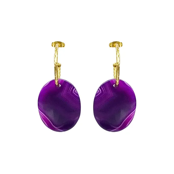 Purple_Western_Style,_Oval_Shape_Large_Natural_Stone_Purple_Agate_Hoop_Earrings_For_Women_&_Girls