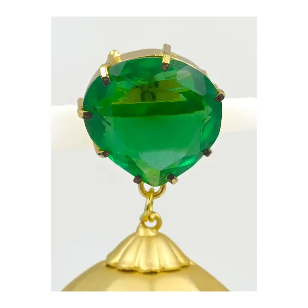Green_Vintage_Style_Designer_Jhumka_Matt_Gold_Plated_Studded_With_Green_Stone_For_Women_&_Girls