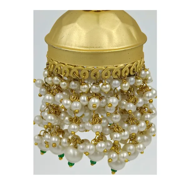 Green_Vintage_Style_Designer_Jhumka_Matt_Gold_Plated_Studded_With_Green_Stone_For_Women_&_Girls