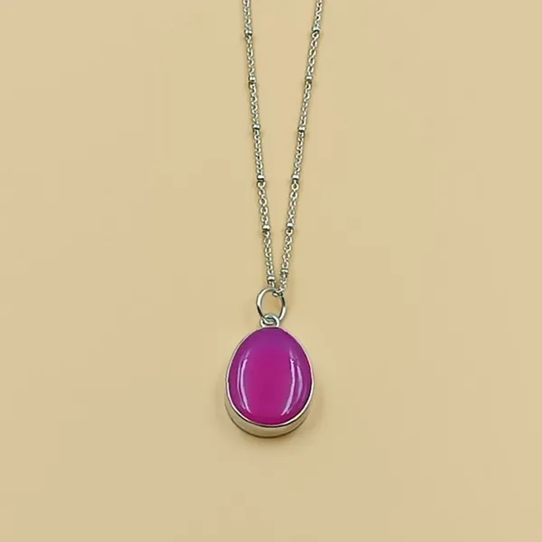 Pink_Natural_Stone_Pink_Fuchsia_Chalcedony_Pendant_Set_With_Long_Drop_Style_Earring_For_Women
