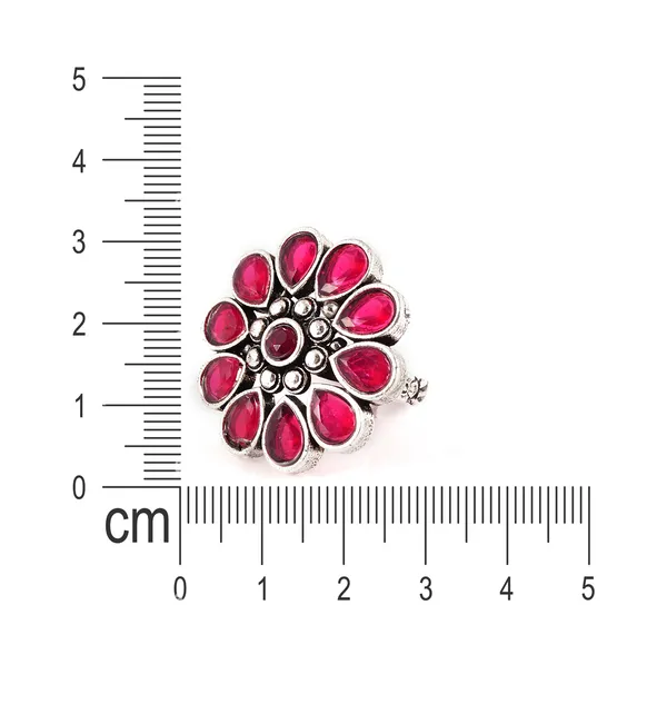 Pink_Floral_Design_Pink_Oxidized_Pendant_Set_With_Earring_&_Ring_For_Women_&_Girl