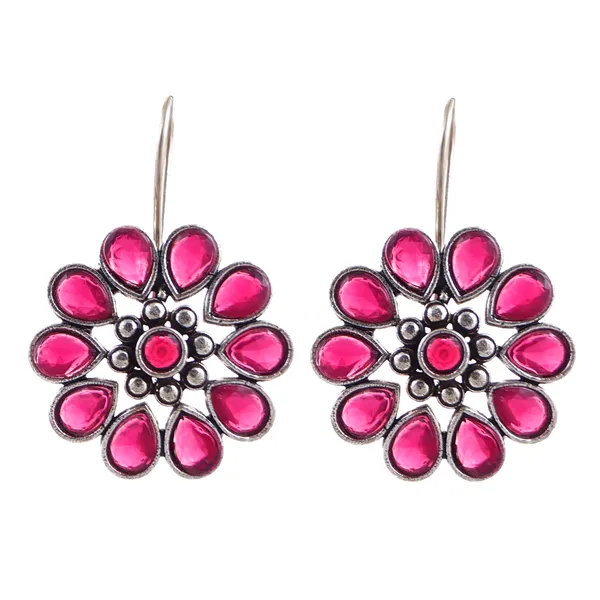 Pink_Floral_Design_Pink_Oxidized_Pendant_Set_With_Earring_&_Ring_For_Women_&_Girl