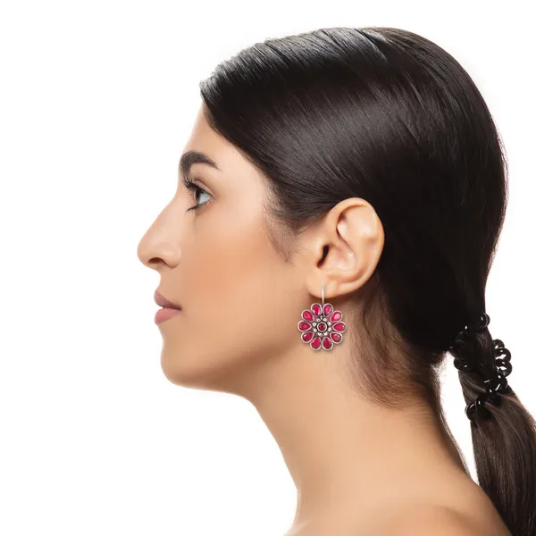 Pink_Floral_Design_Pink_Oxidized_Pendant_Set_With_Earring_&_Ring_For_Women_&_Girl