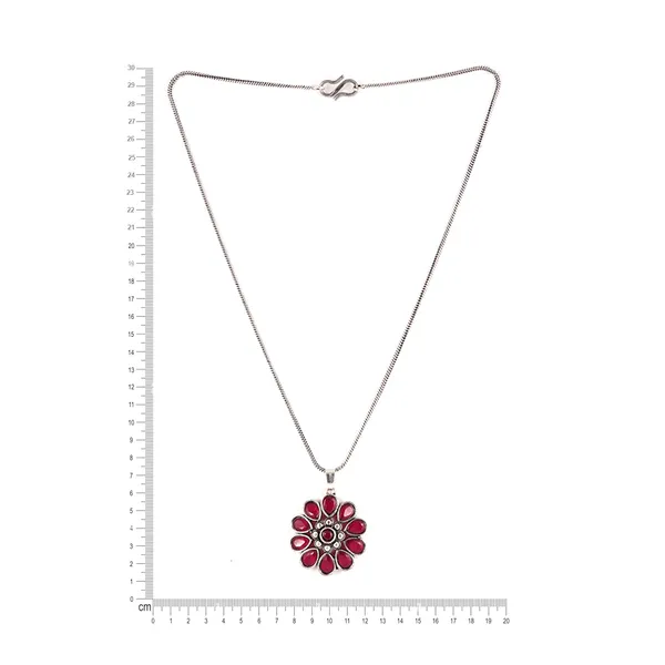Pink_Floral_Design_Pink_Oxidized_Pendant_Set_With_Earring_&_Ring_For_Women_&_Girl