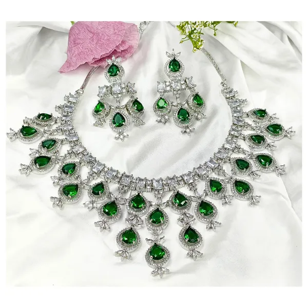 Green_&_White_Designer_American_Diamond_Bridal_Necklace_Set_for_Women_&_Girls,_Wedding_Jewleries,_Traditional_Jewelleries