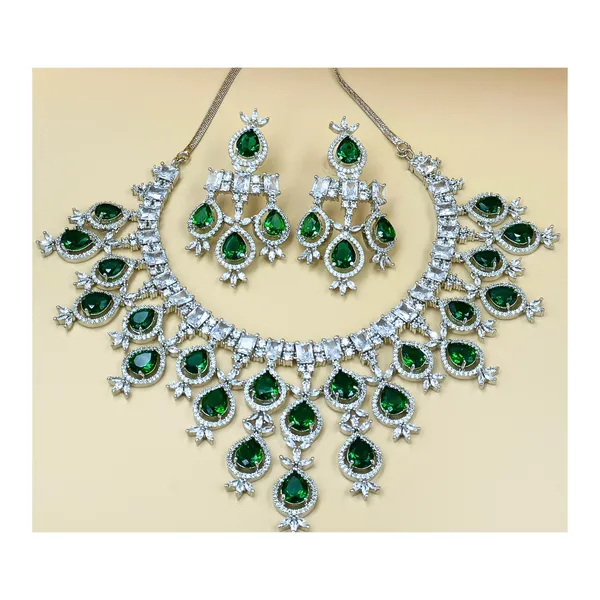 Green_&_White_Designer_American_Diamond_Bridal_Necklace_Set_for_Women_&_Girls,_Wedding_Jewleries,_Traditional_Jewelleries